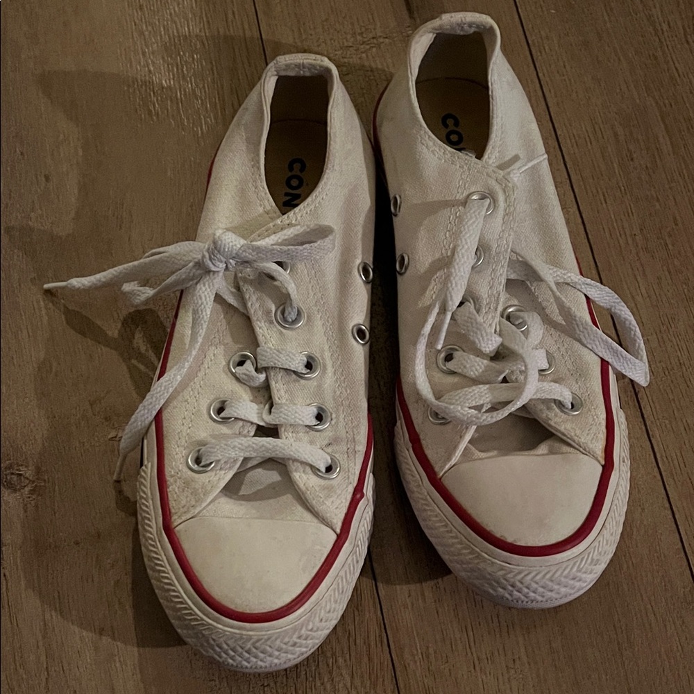 Converse White Sneakers with Red Accents